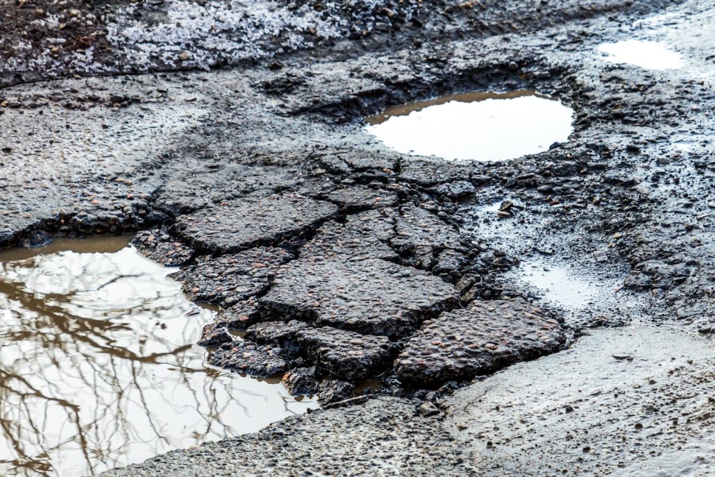 Pothole in road
