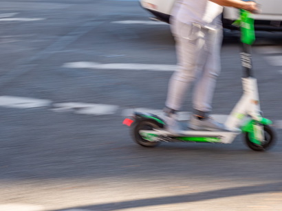 Electric scooter on UK road