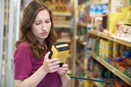 Checking ingredients on food packaging